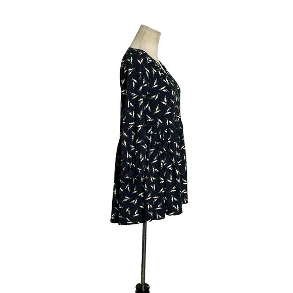 Maeve Winona black cream print 3/4 sleeves babydoll tunic top size Small - Picture 11 of 12